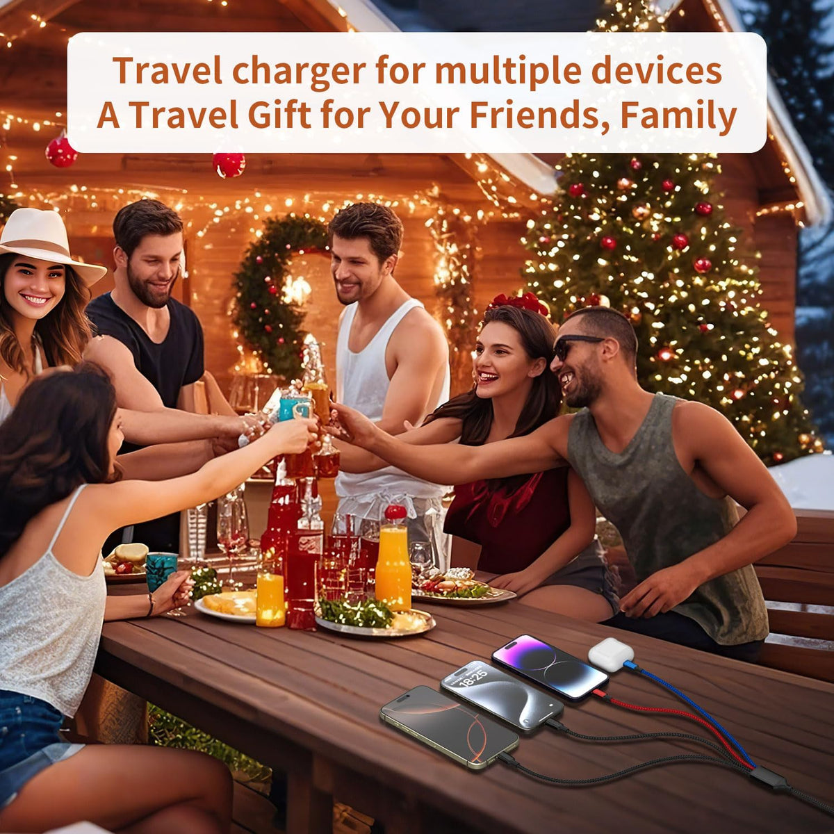 MPATIBY Dual USB C 4 in 1 Multi Charging Cable Charging Cords for – alternate angle