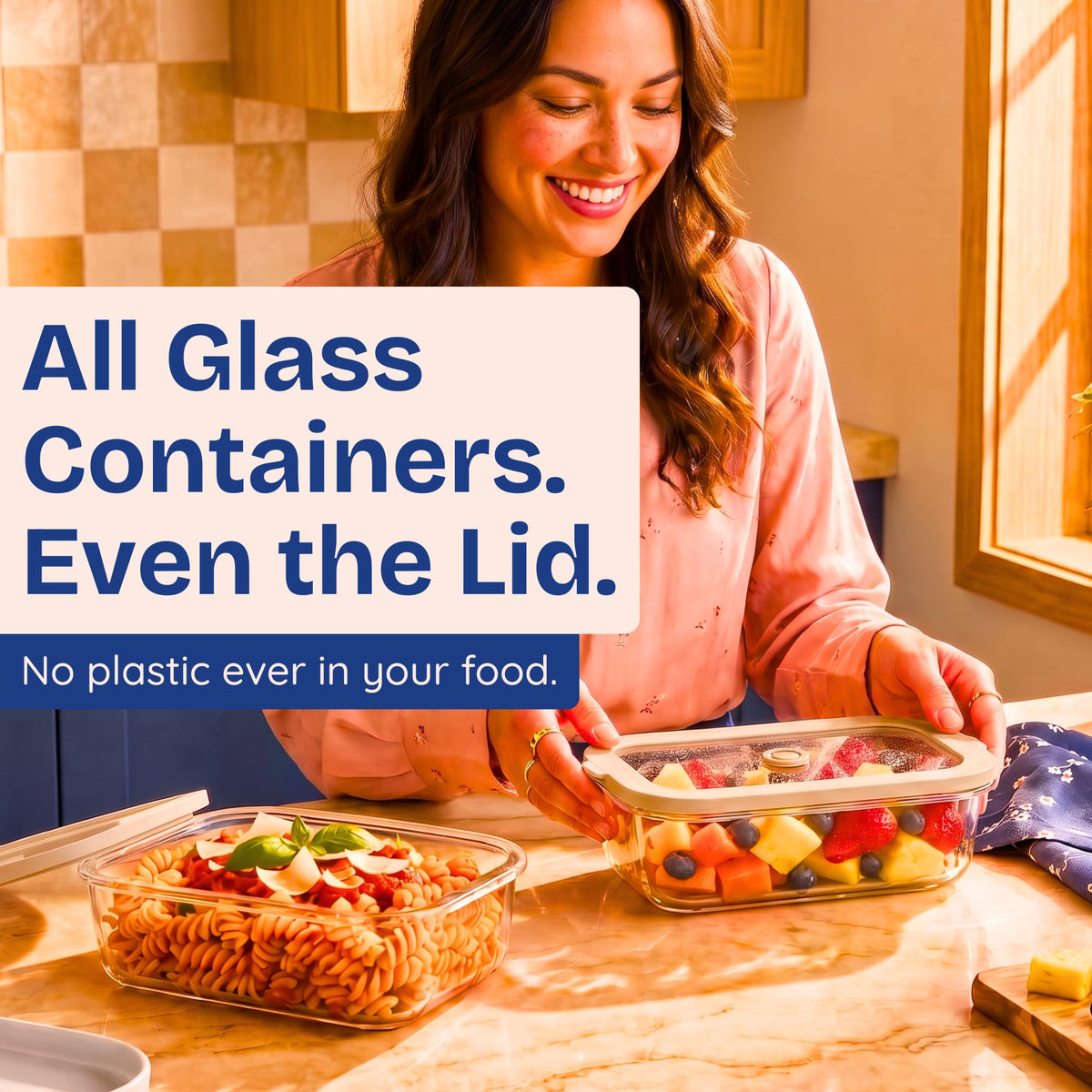 Non Toxic Glass Food Containers with Lids 4 Pack 35 oz - Ziruma Official Imagery - 3