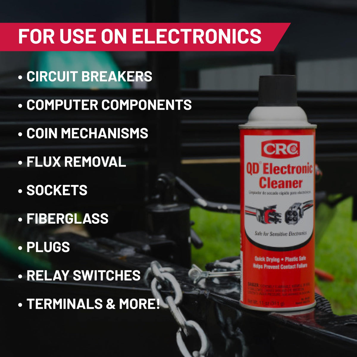 CRC QD Electronic Cleaner – back view and specifications