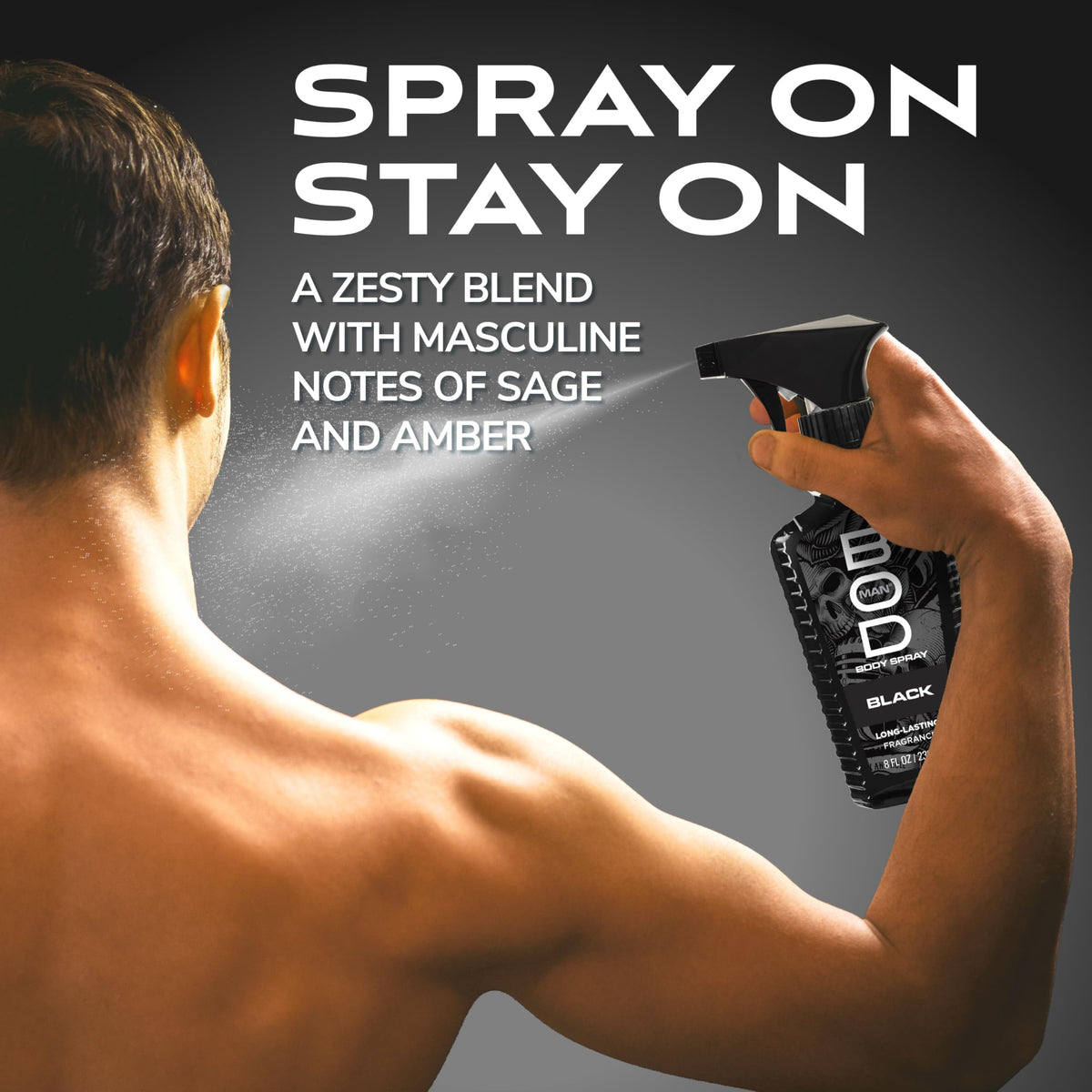 BOD man Fragrance Body Spray Black 8 fl oz – alternate angle