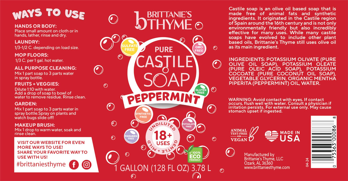 Brittanie s Pure Organic Castile Liquid Soap Refill - Brittanie's Thyme Official Imagery - 3