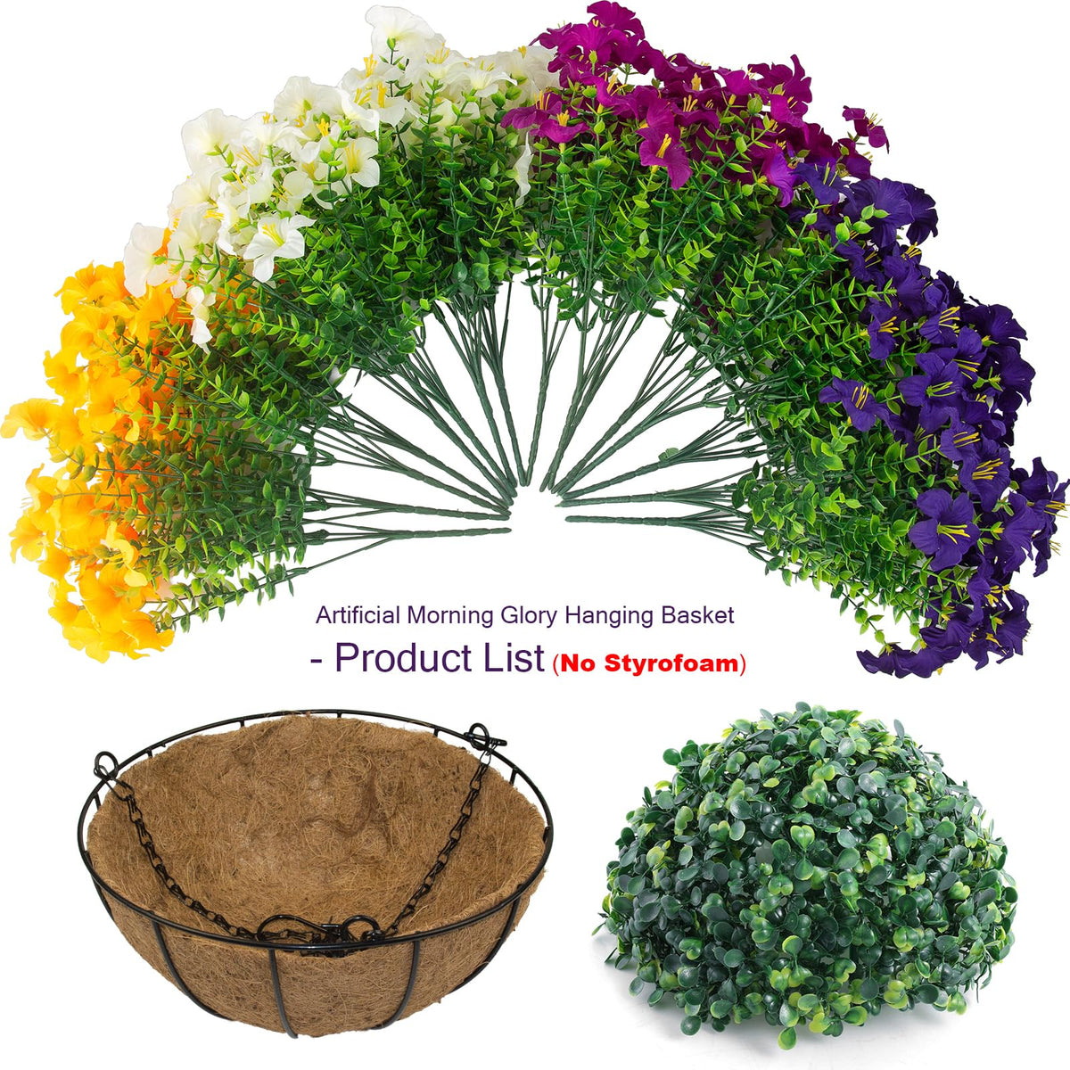 Daynight 2 Set Artificial Outdoor Hanging Baskets with 24 - Daynight Official Imagery - 5