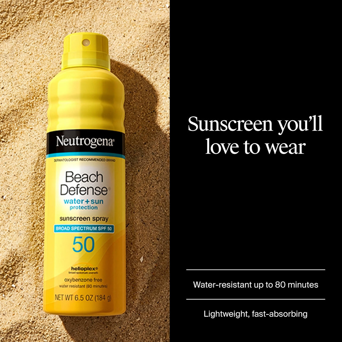 Neutrogena Beach Defense Sunscreen Spray SPF 50 6 5 oz – close-up detail