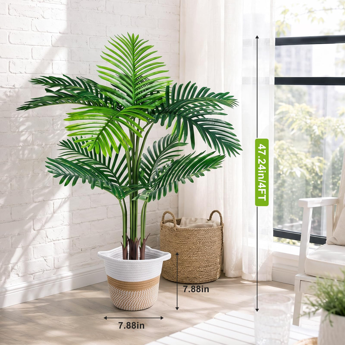 4FT Artificial Palm Tree Faux Plants Indoor Large Fake - TNELTUEB Official Imagery - 4
