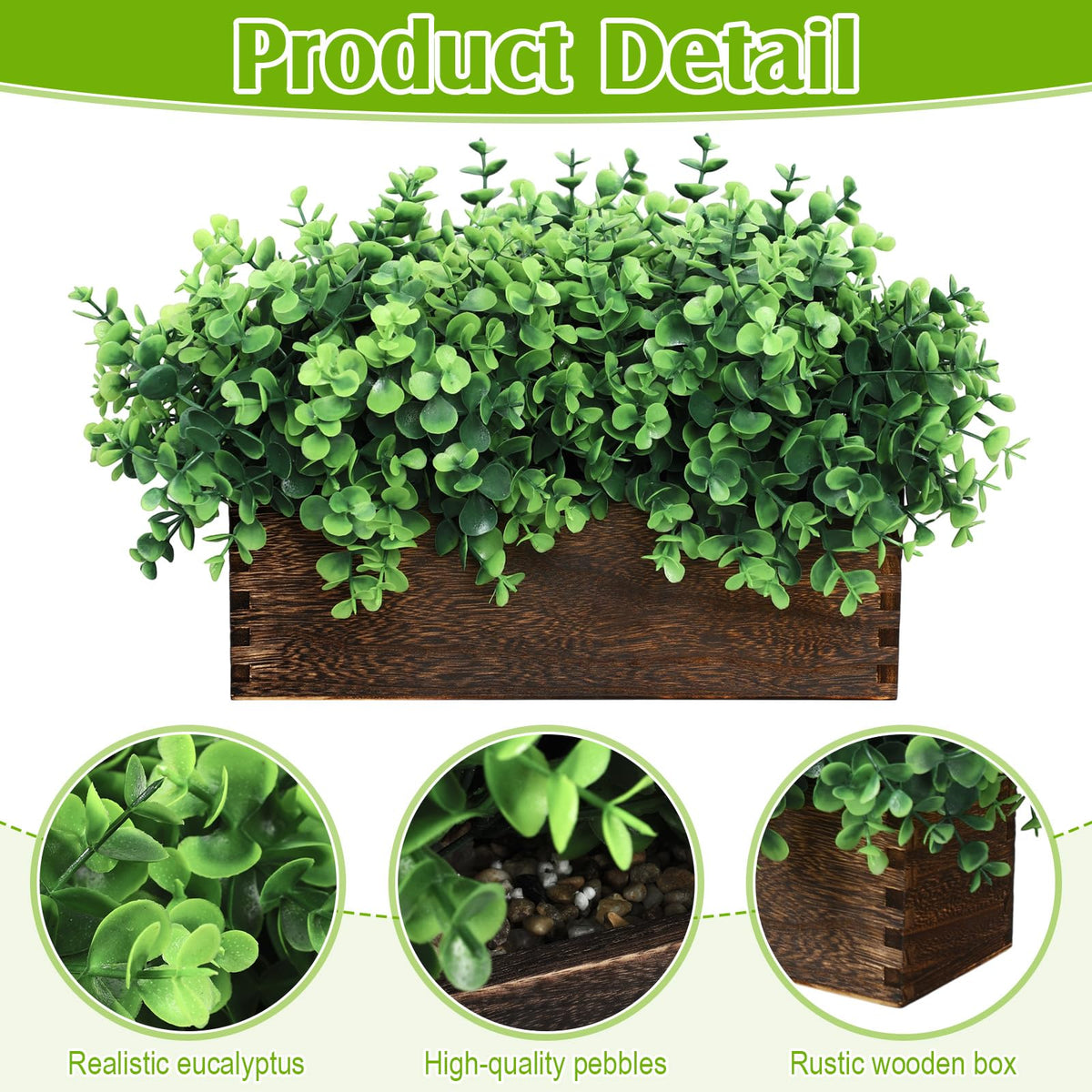 Lyrow 2 Pack Eucalyptus Plant Brown 11 4 Inch Emerald Green - Lyrow Official Imagery - 6