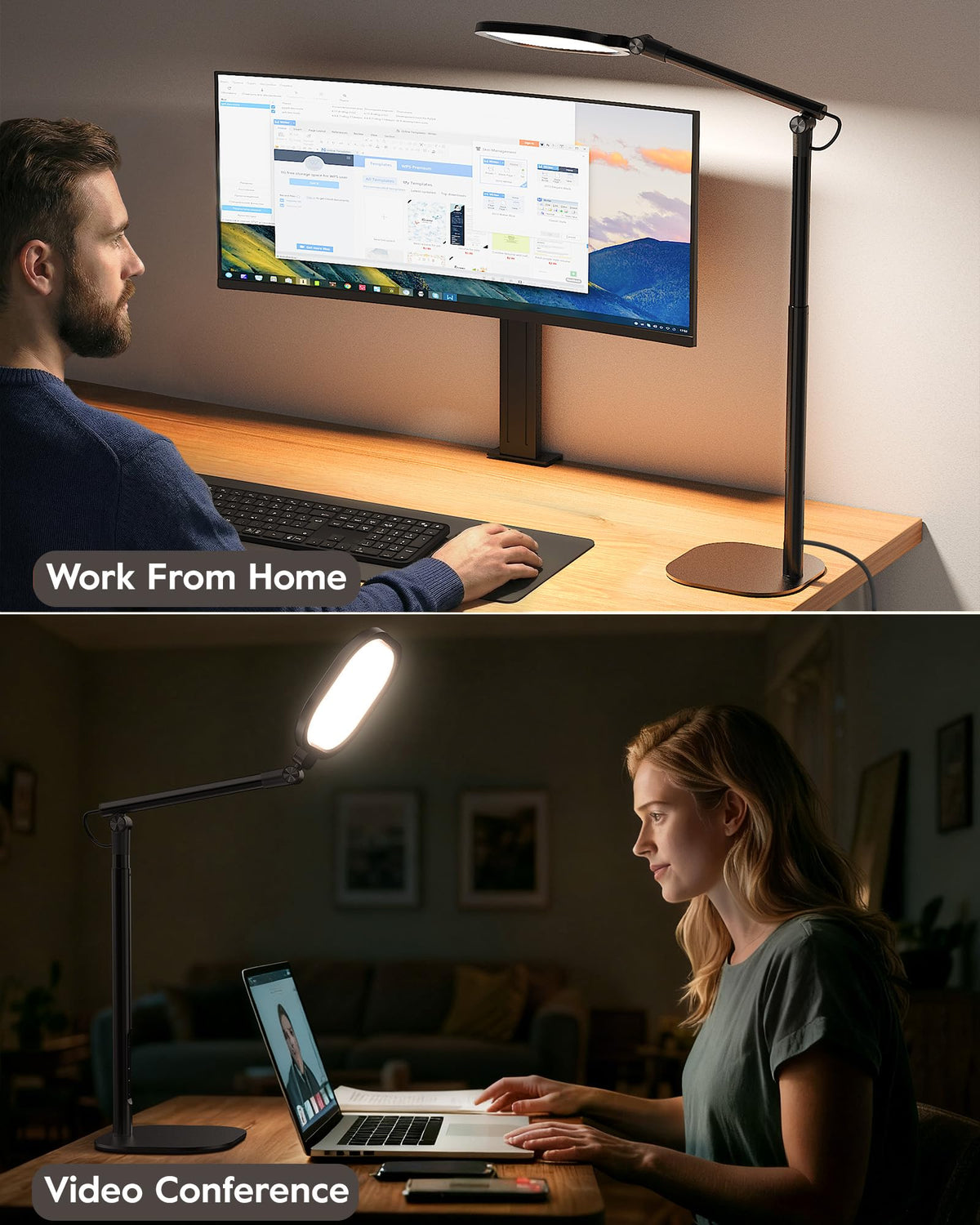 LitONES Tall LED Desk Lamps Home Office Edge Lit Eye Care 50 - LitONES Official Imagery - 4
