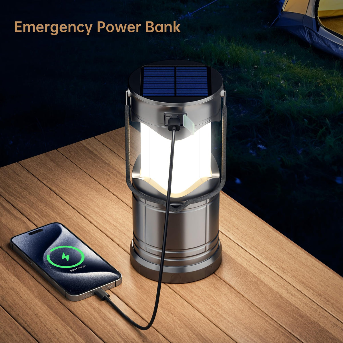 Lichamp 4 Pack Solar Camping Lantern USB Rechargeable LED - Lichamp Official Imagery - 5