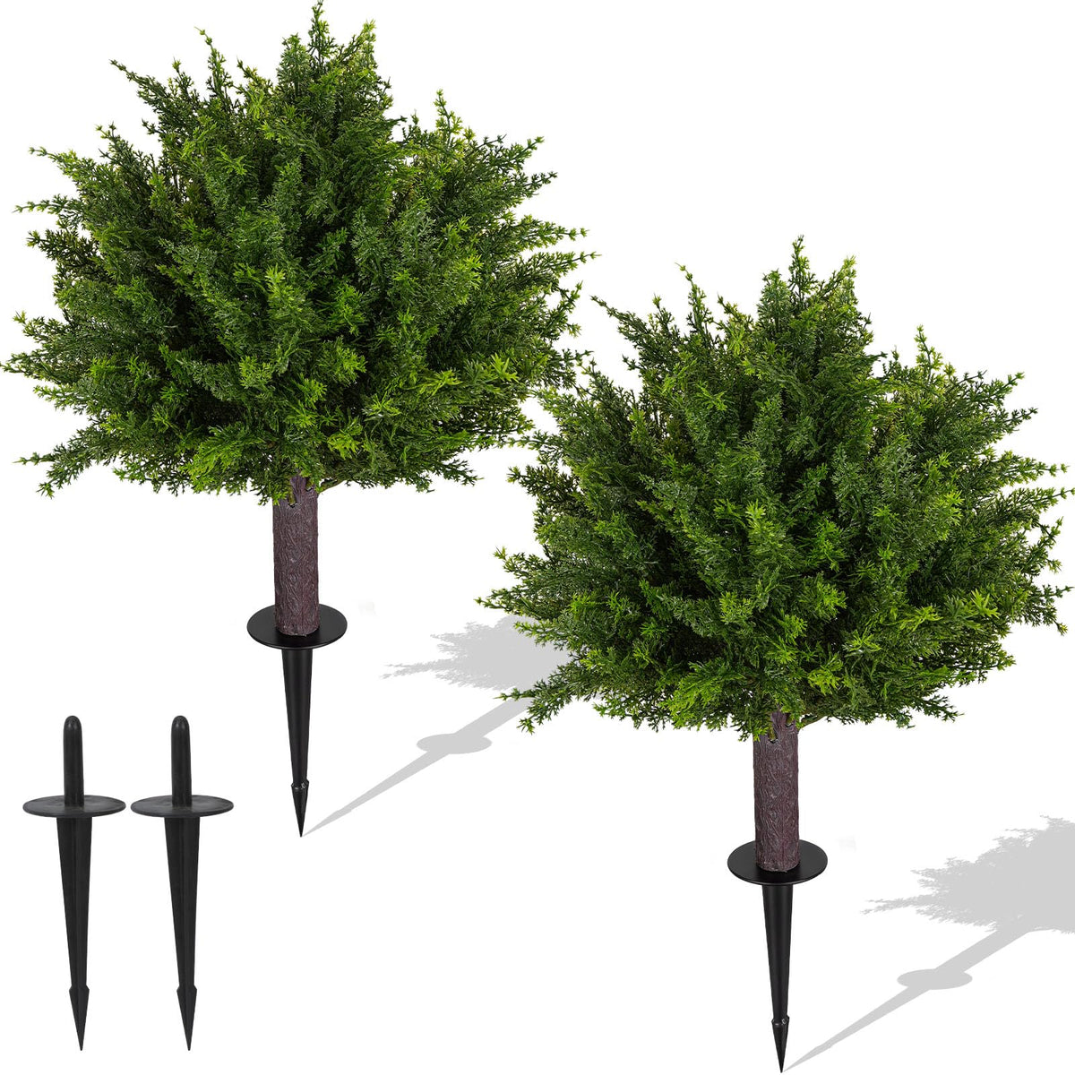24 5 Inch Set of 2 Topiary Cedar Trees Artificial Outdoor - Broiscy Official Imagery - 2