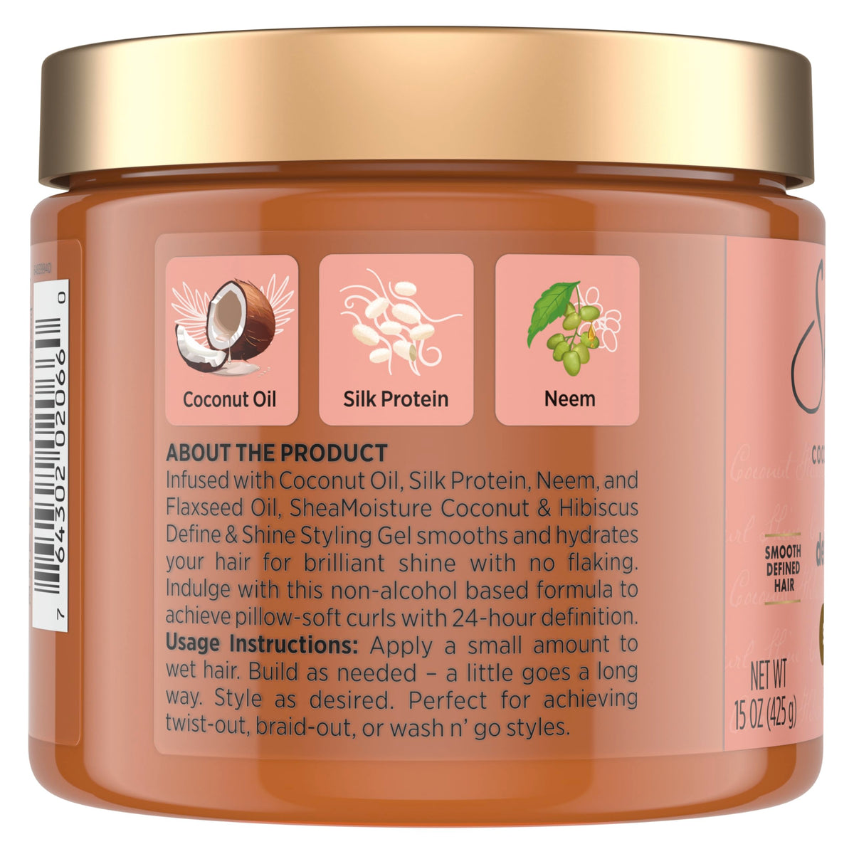 Shea Moisture Coconut Hibiscus Define Shine Styling Gel 15oz – close-up detail