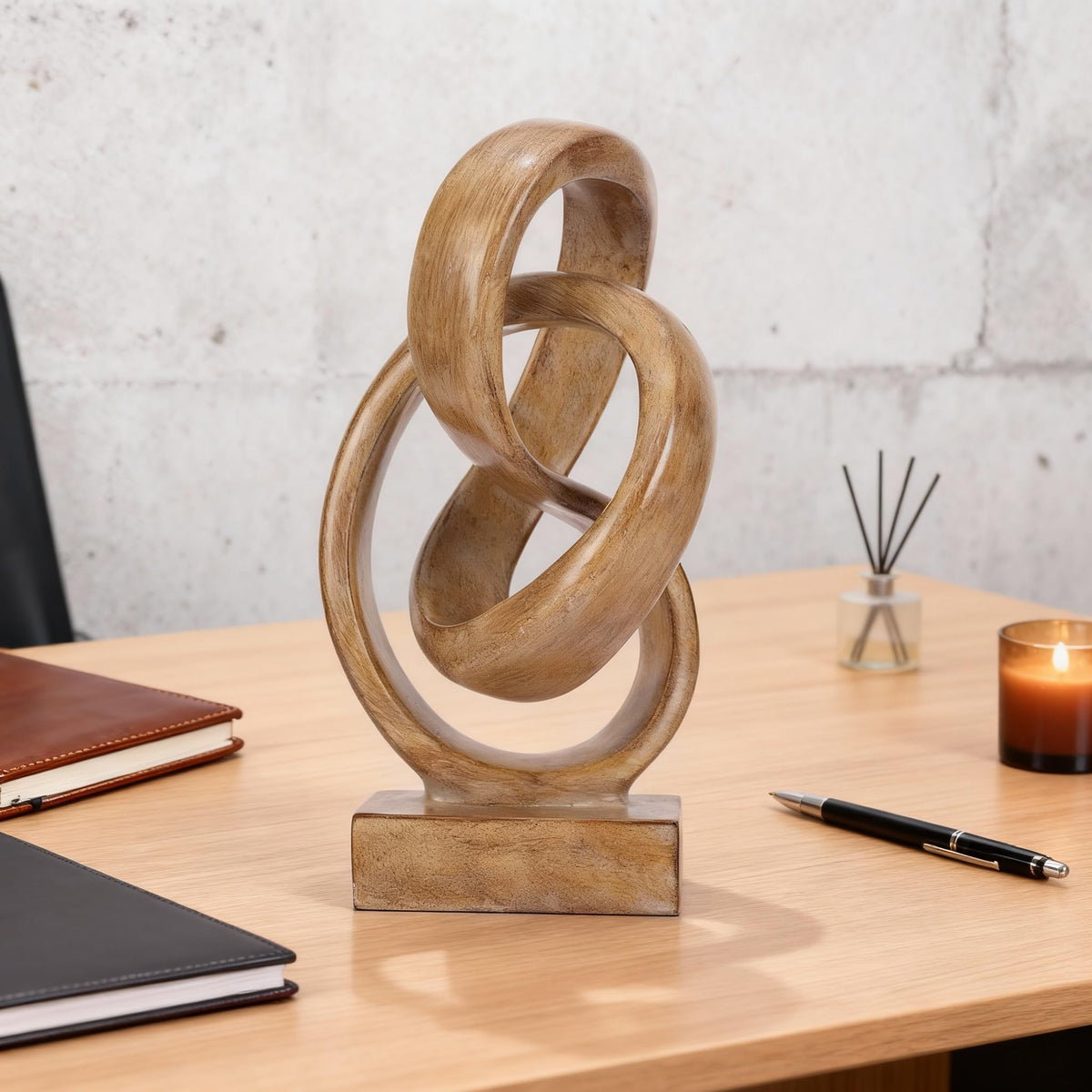 Abstract wood toned knot sculpture geometric decorative - DOVDOV Official Imagery - 5