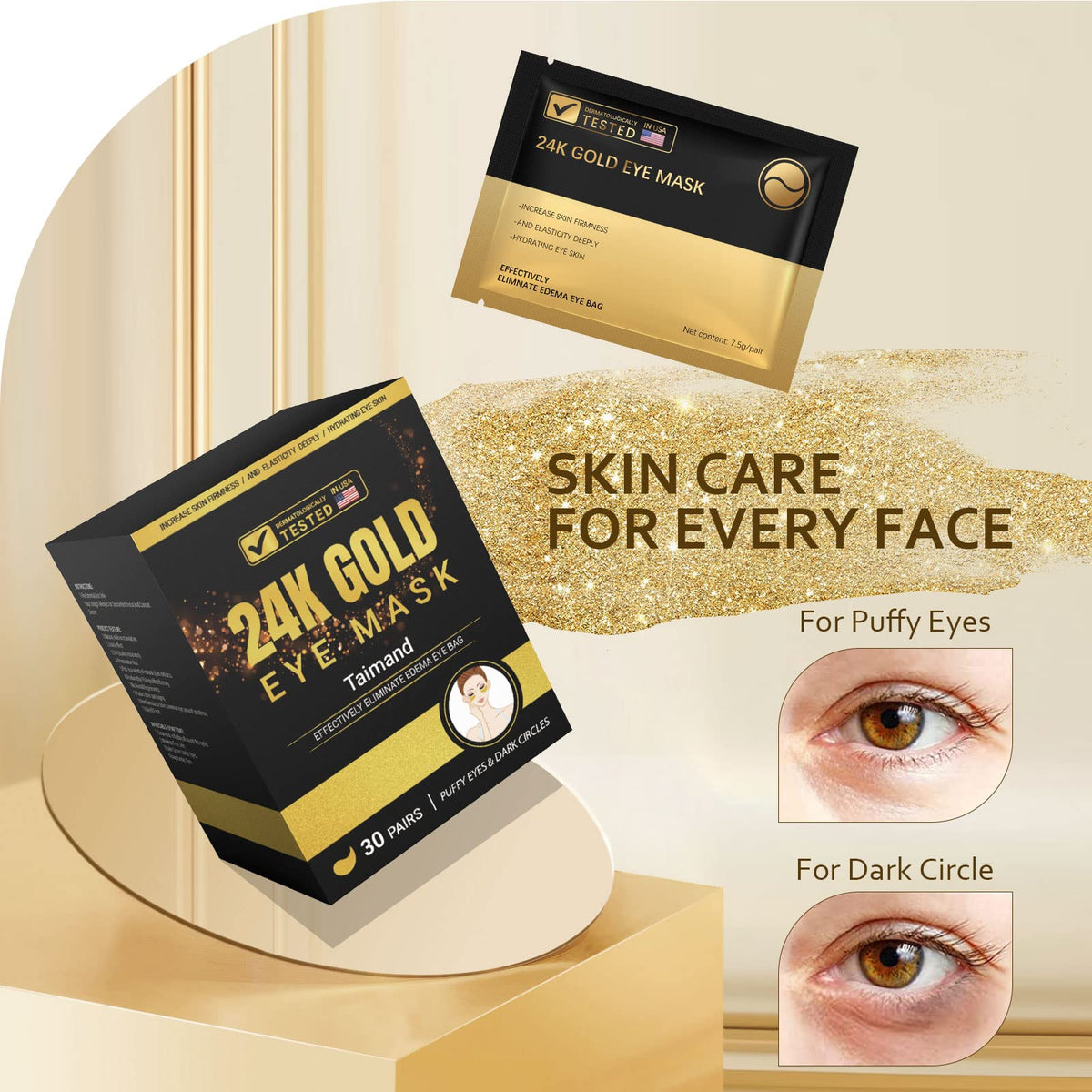 Taimand Under Eye Patches 24K Gold Eye Mask for Dark Circles – full view