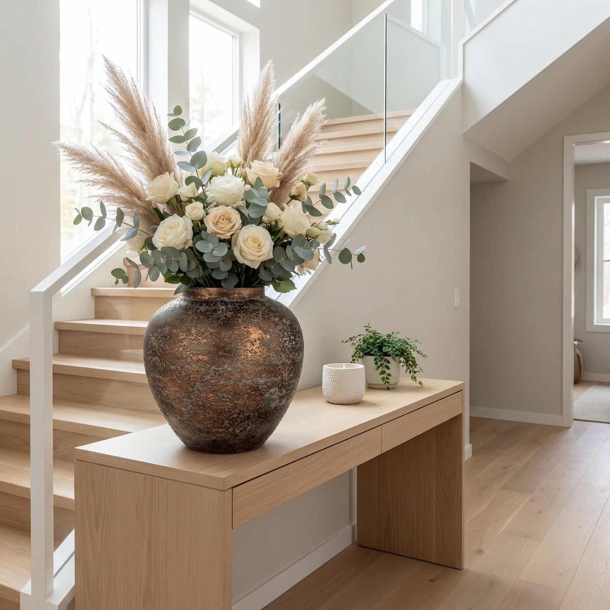 Flower Vase for Home Decor 11 4 Large Metal Vase Round for - Arborus Official Imagery - 5