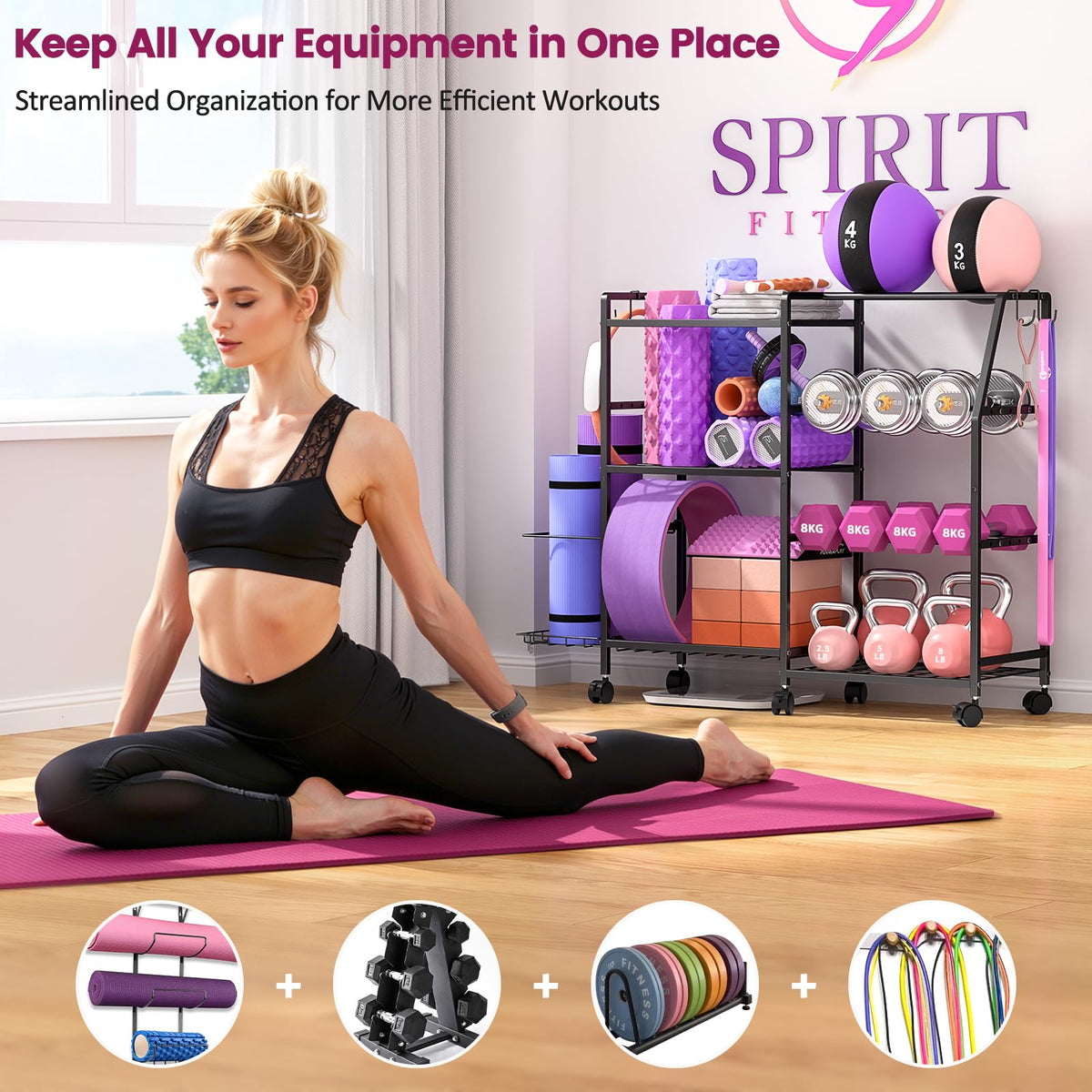Dumbbell Rack Weight Rack for Home Gym Yoga Mat Storage Rack - 3IngSeagulls Official Imagery - 4