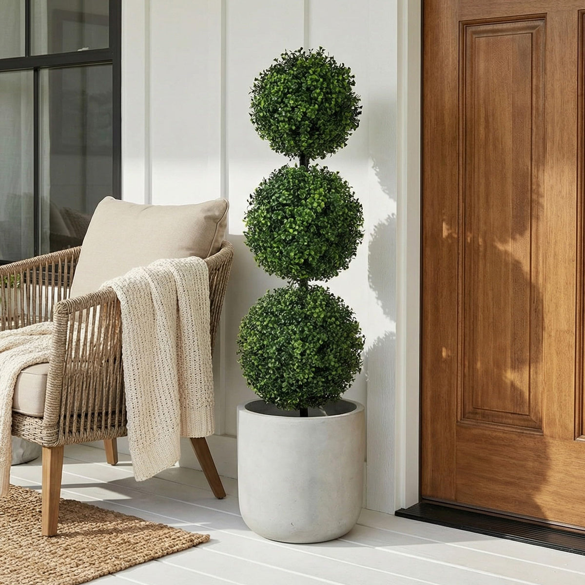 Nearly Natural 36 in Artificial Triple Ball Boxwood Topiary - Nearly Natural Official Imagery - 3