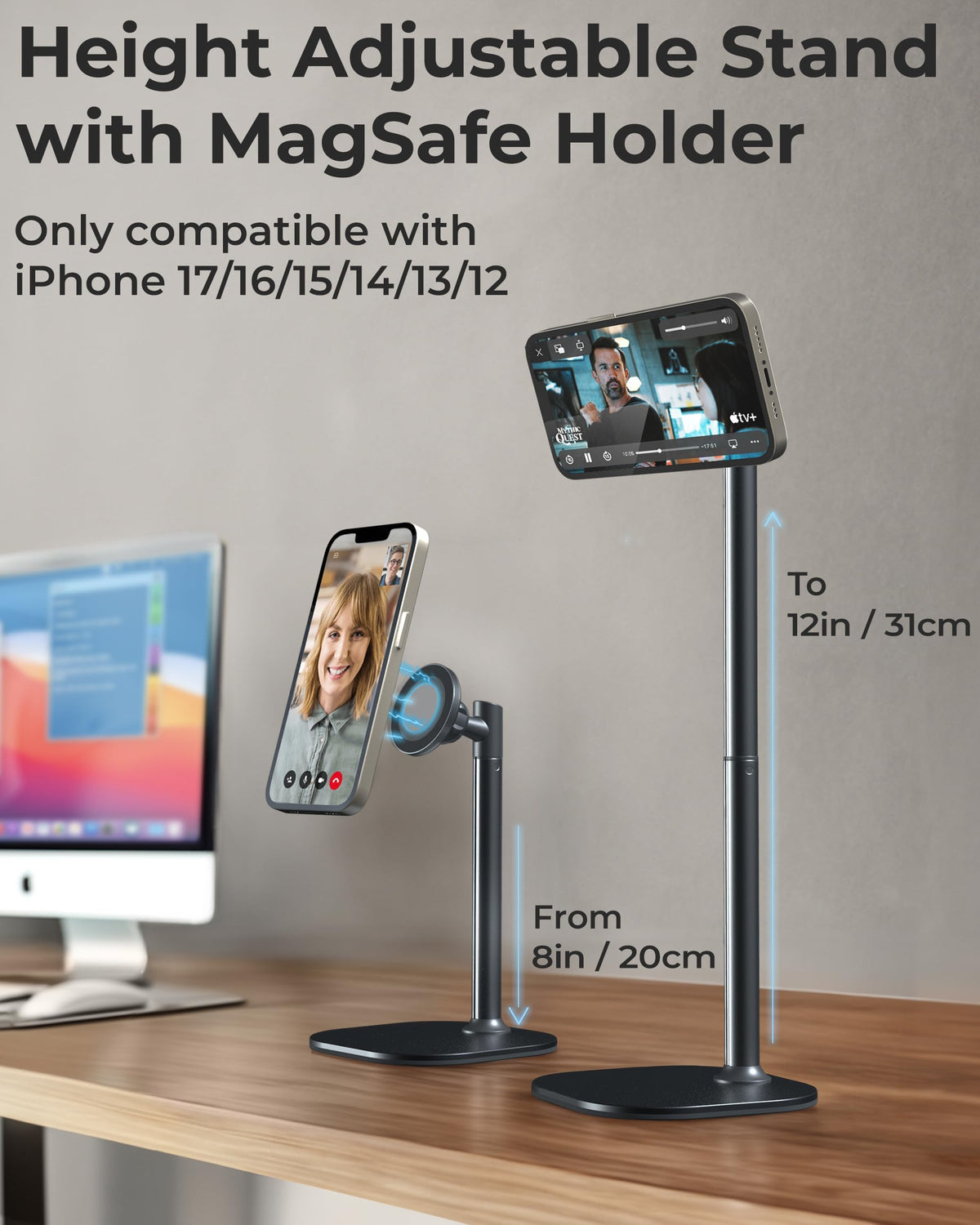 COOPER MagStand Magnetic Phone Stand for Desk MagSafe Tripod – close-up detail in x1 Pack - Night Black