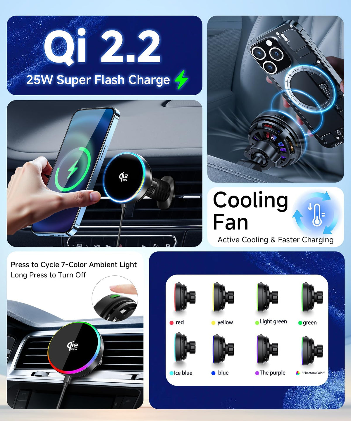 Qi2 2 25W Fast Wireless Charger Car Phone Mount for Toyota - MaserWeller Official Imagery - 5