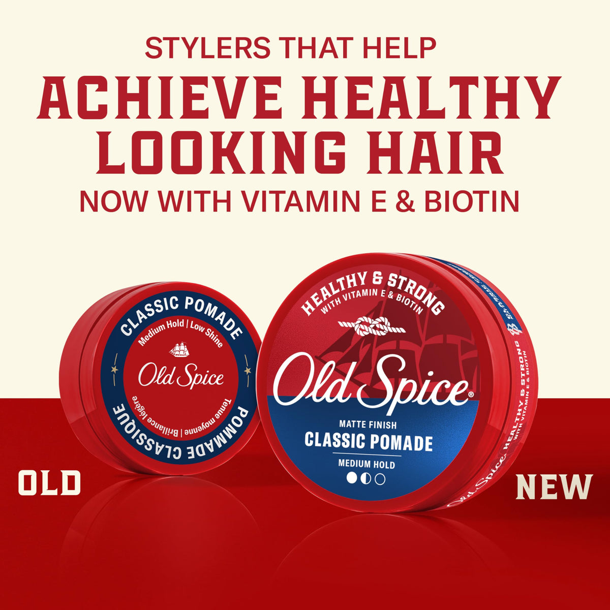 Old Spice Mens Hair Pomade Healthy Strong with Vitamin E – close-up detail