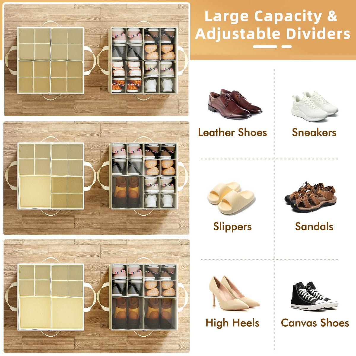 Plus Size 2 Pack Shoe Organizer for Closet Foldable Shoe - NestOrganix Official Imagery - 3