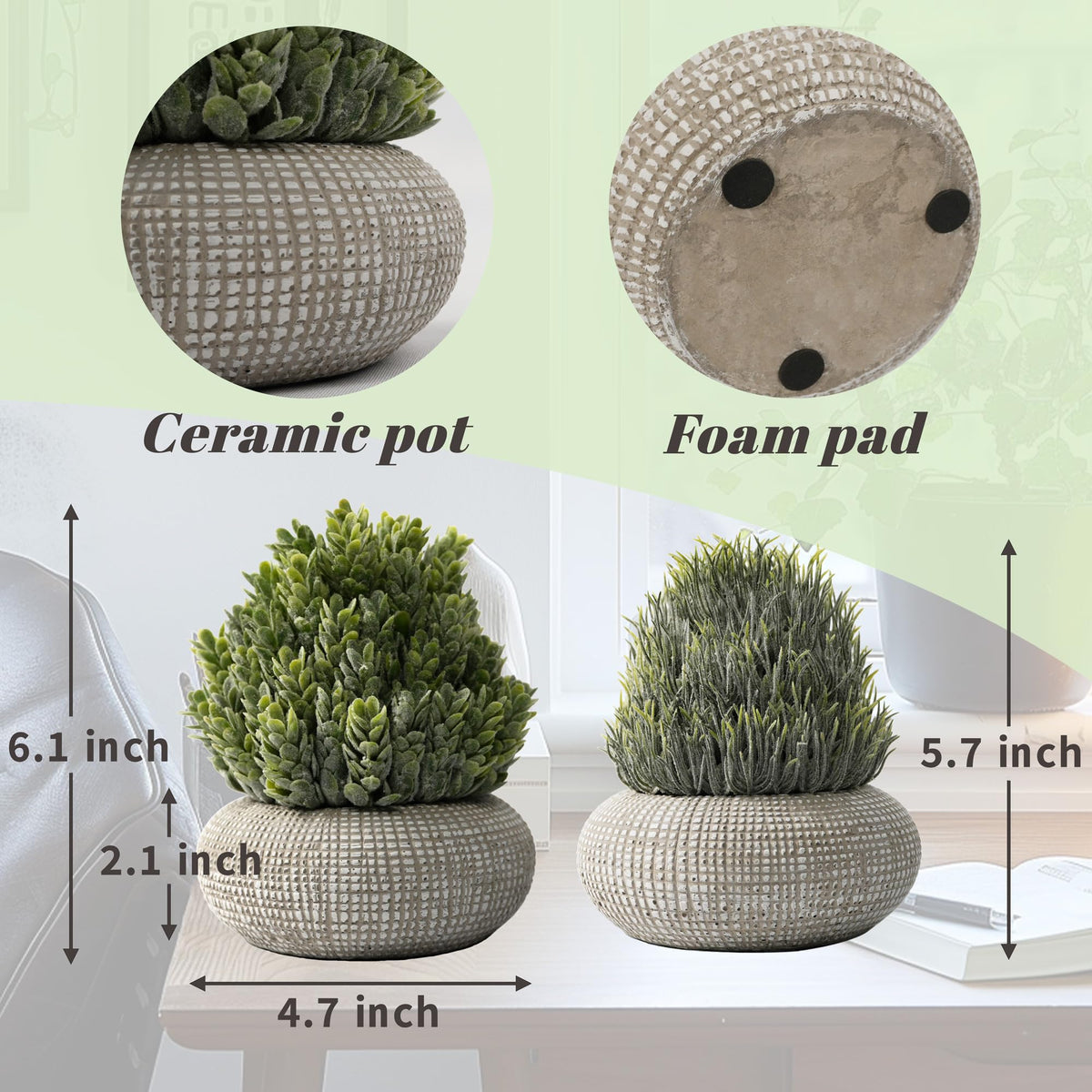 4 Pack Small Fake Plants in Pulp Pots 2 Pack Artificial - PENGYEE Official Imagery - 6