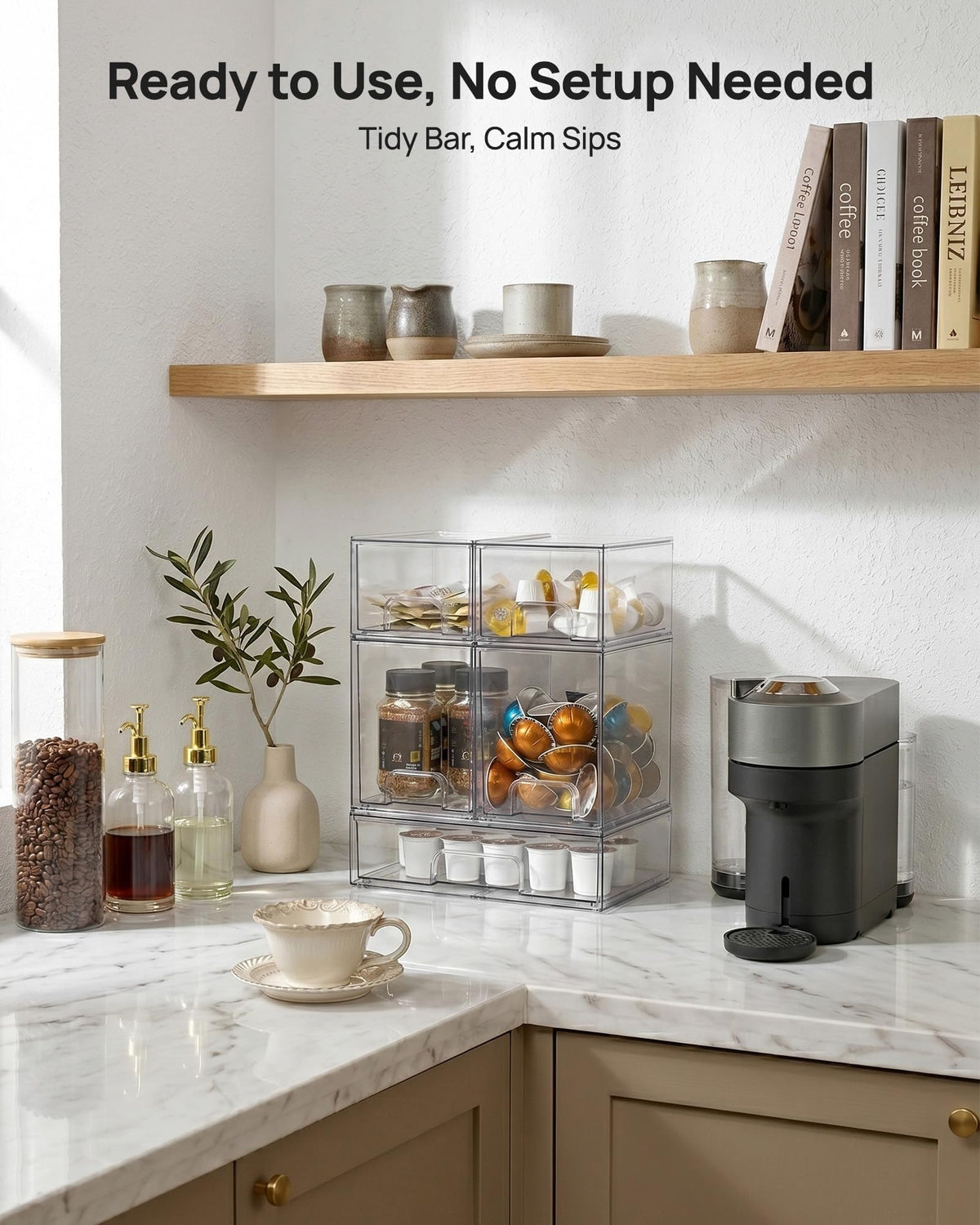 Vtopmart Clear Stackable Storage Drawers Set of 5 Plastic - Vtopmart Official Imagery - 3