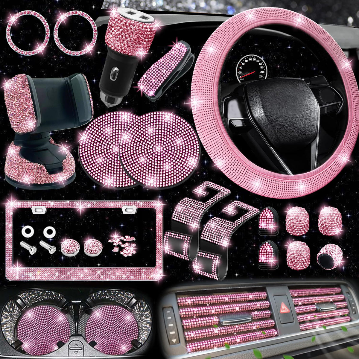 NBTEPEM 27 Piece Bling Car Accessories Set - NBTEPEM Official Imagery - 2