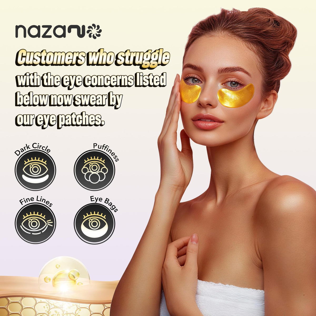 NAZANO 24K Gold Under Eye Patches – close-up detail