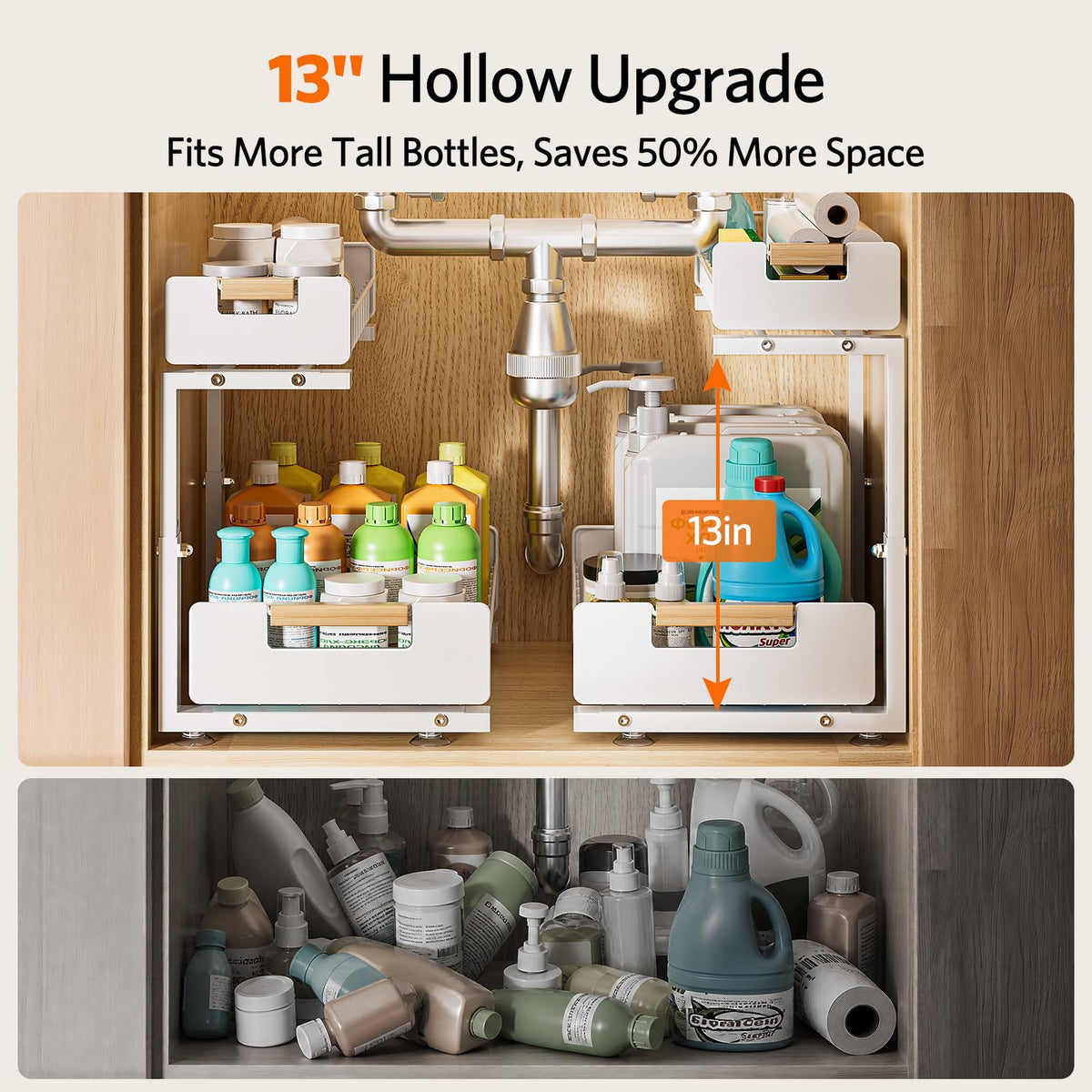 Delamu Under Sink Organizer Kitchen 2 Tier Pull Out Cabinet - Delamu Official Imagery - 4
