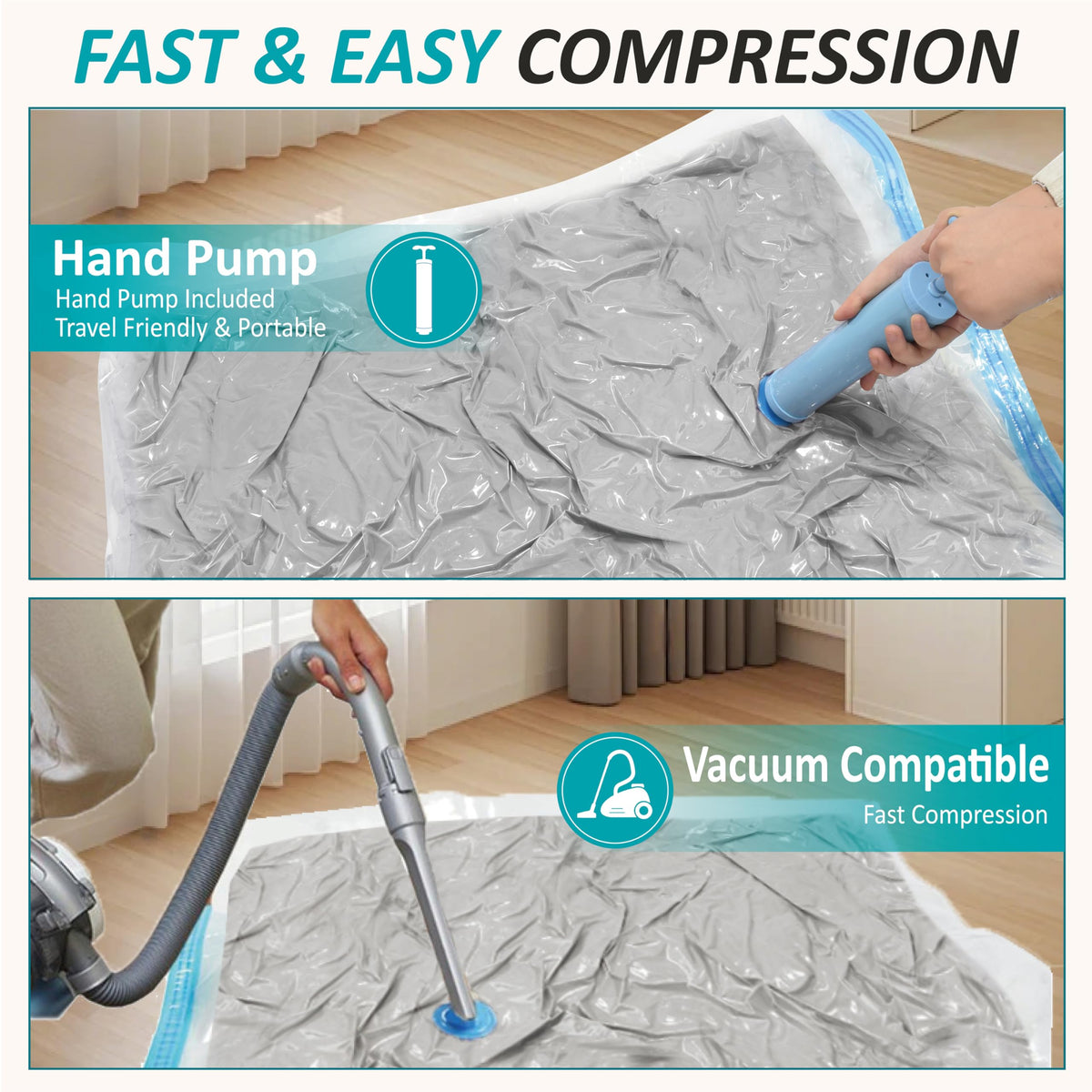 Vacuum Storage Bags with Hand Pump Vacuum Seal Space Saver - Cozy Essential Official Imagery - 7