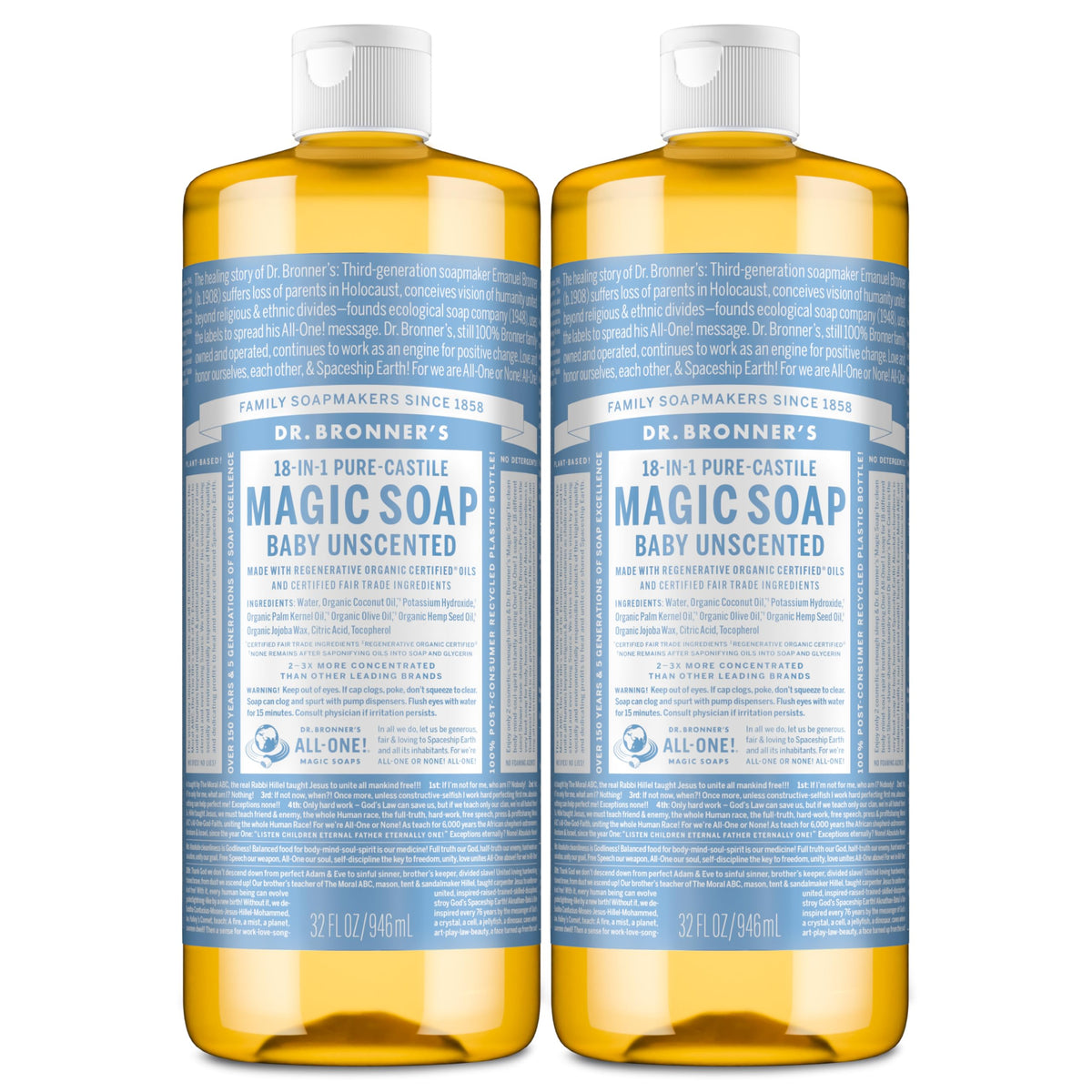 Dr. Bronner's Dr Bronner s Baby Unscented Pure Castile Liquid Soap 32 oz 2 – product photo (Soaps)