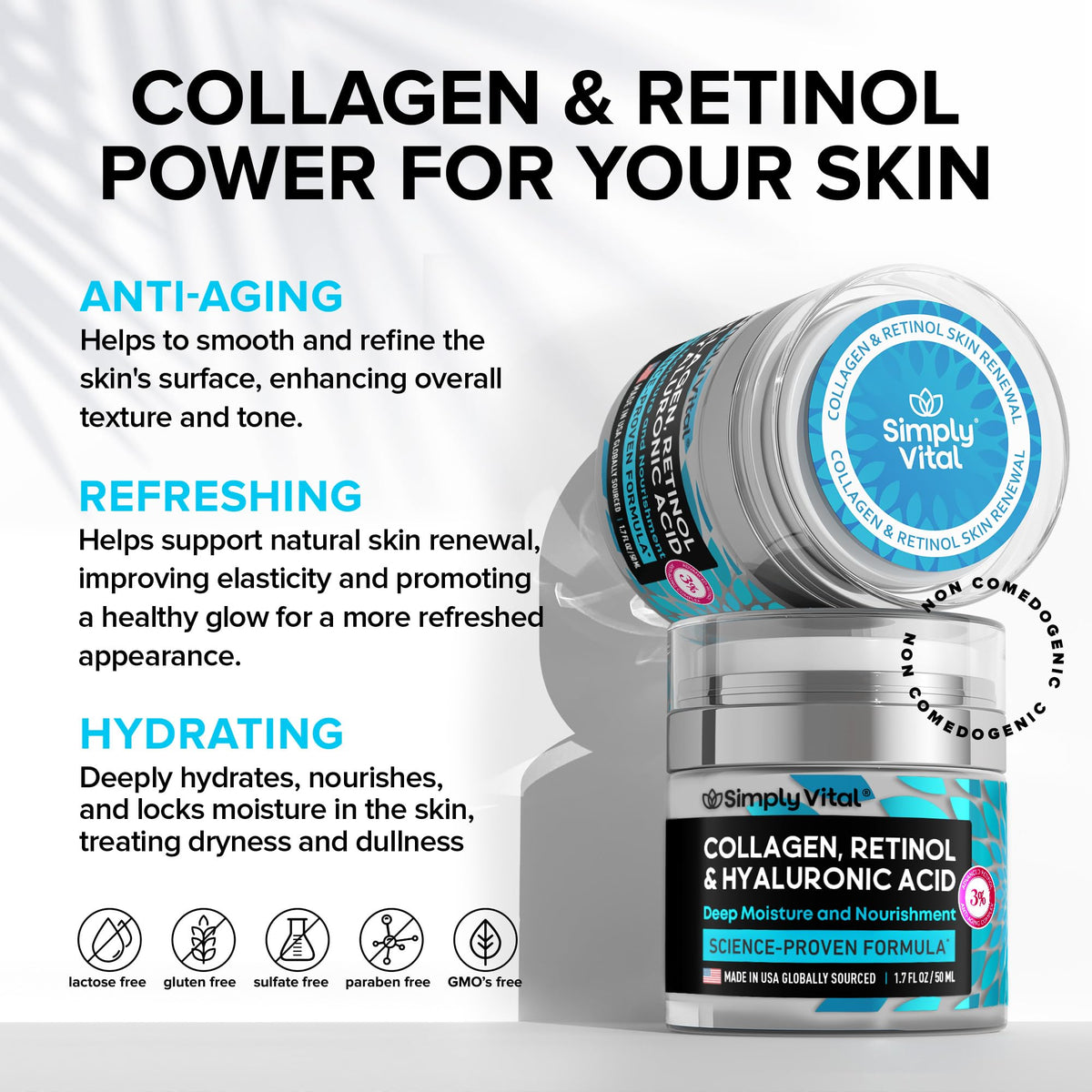 SimplyVital Collagen Retinol Hyaluronic Acid Serum Cream Set - SimplyVital Official Imagery - 3