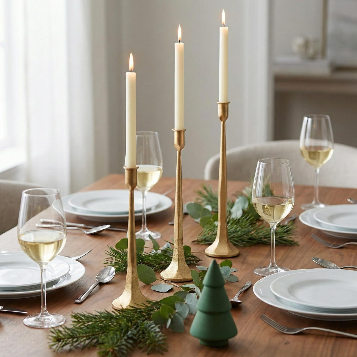 Denique Iron Taper Candle Holder Set of 3 Gold Candlestick - Denique Official Imagery - 3