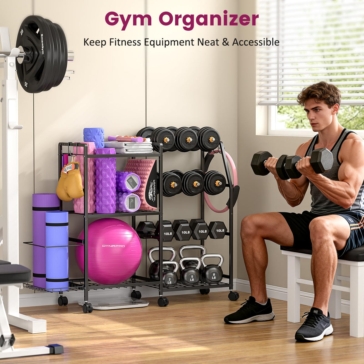 Dumbbell Rack Weight Rack for Home Gym Yoga Mat Storage Rack - 3IngSeagulls Official Imagery - 5
