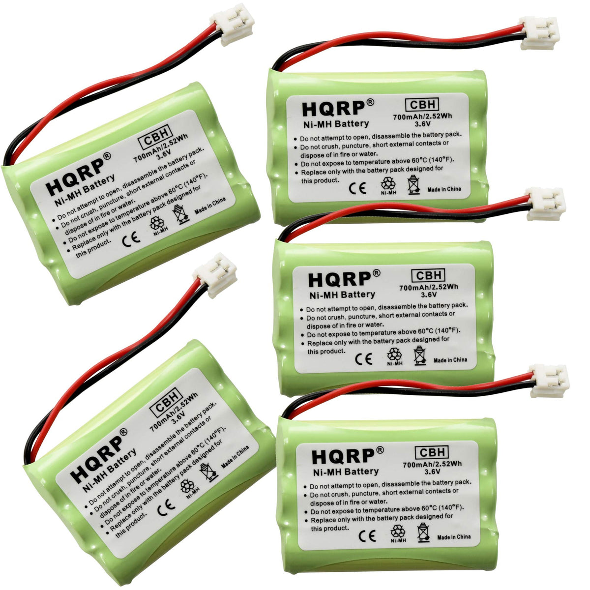 HQRP 5 Pack Phone Battery for VTech 89 1323 00 00 8913230000 - HQRP Official Imagery - 1