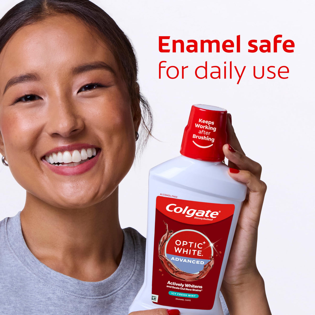 Colgate Optic White Teeth Whitening Mouthwash ICY Fresh Mint – full view