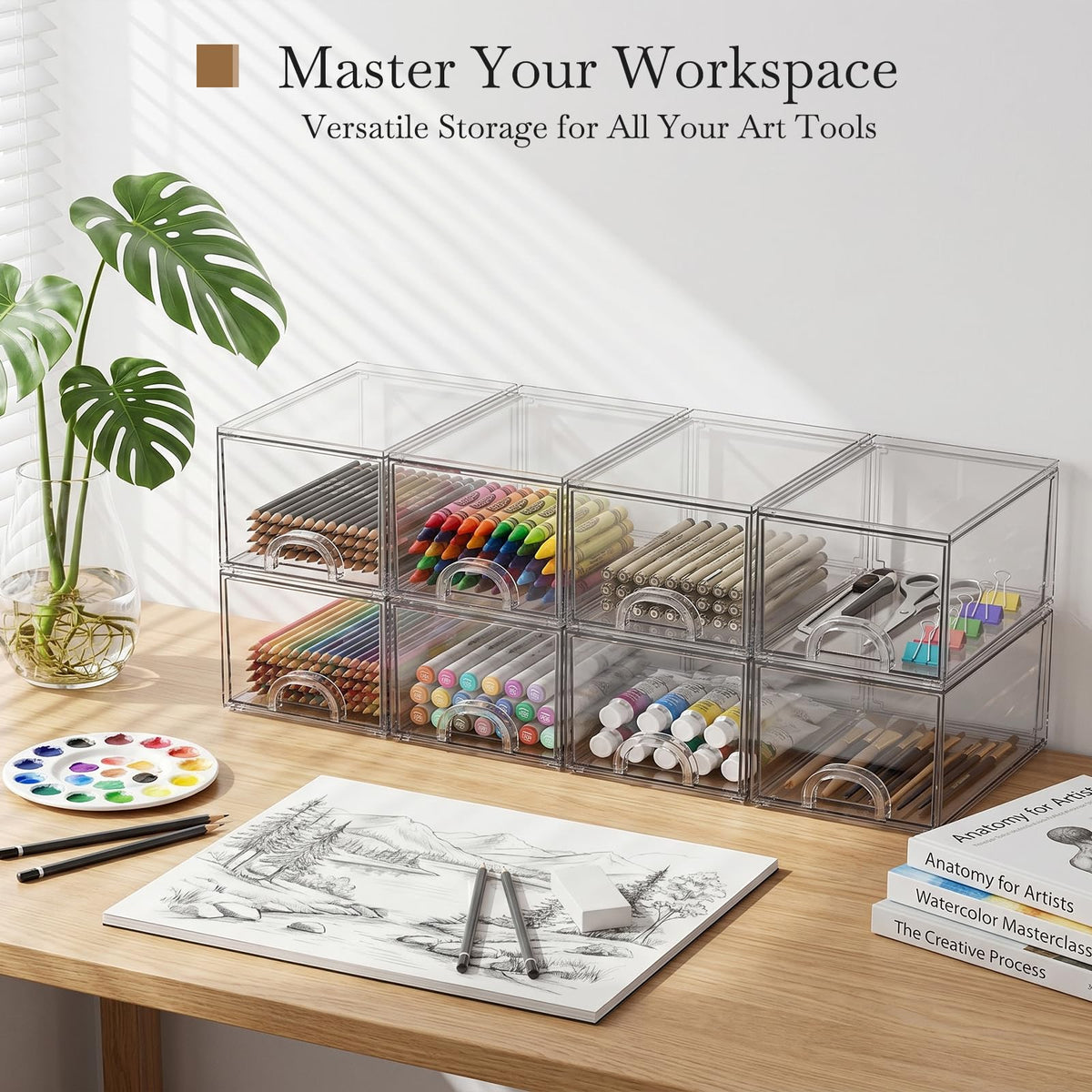 8 Pack Small Clear Stackable Acrylic Storage Boxes Drawers - zeawec Official Imagery - 4