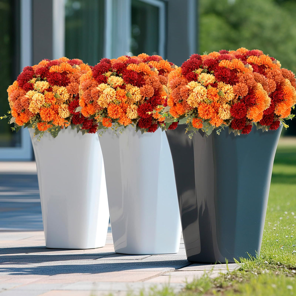 XunYee 12 Pcs Fall Artificial Flowers for Outdoor Faux Mums - XunYee Official Imagery - 5