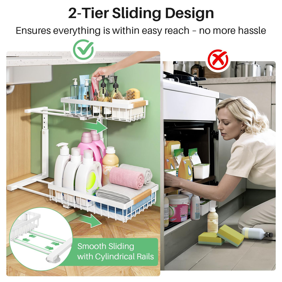 Kitstorack Under Sink Organizer 2 Tier Under the Sink - Kitstorack Official Imagery - 7