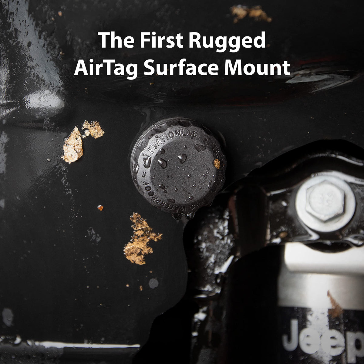 Elevation Lab AirTag Adhesive Mount – close-up detail in Black