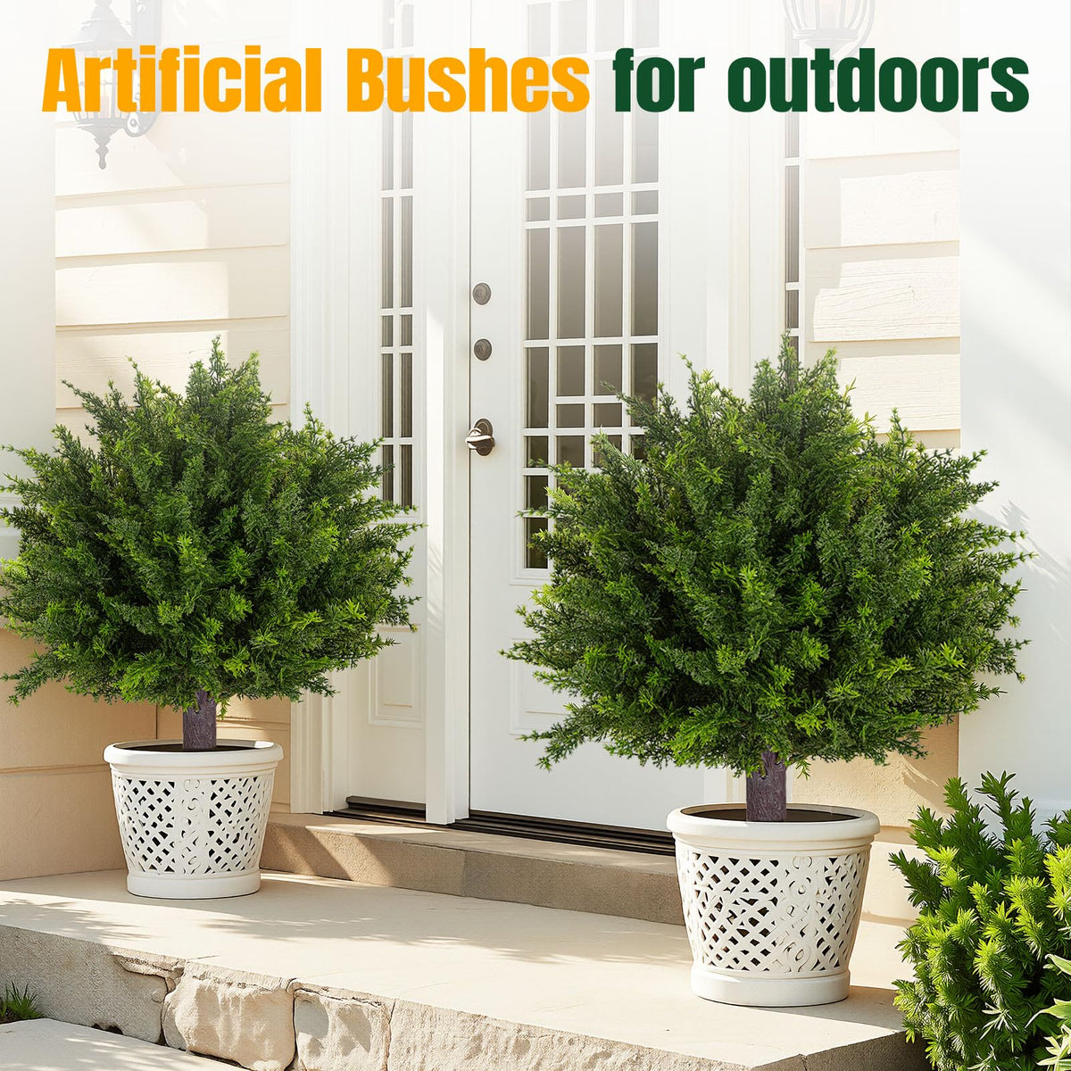 24 5 Inch Set of 2 Topiary Cedar Trees Artificial Outdoor - Broiscy Official Imagery - 6