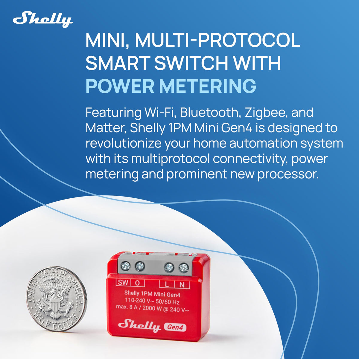 Shelly 1PM Mini Gen4 Smart Switch Wi Fi Matter Zigbee 1 - Shelly Official Imagery - 7