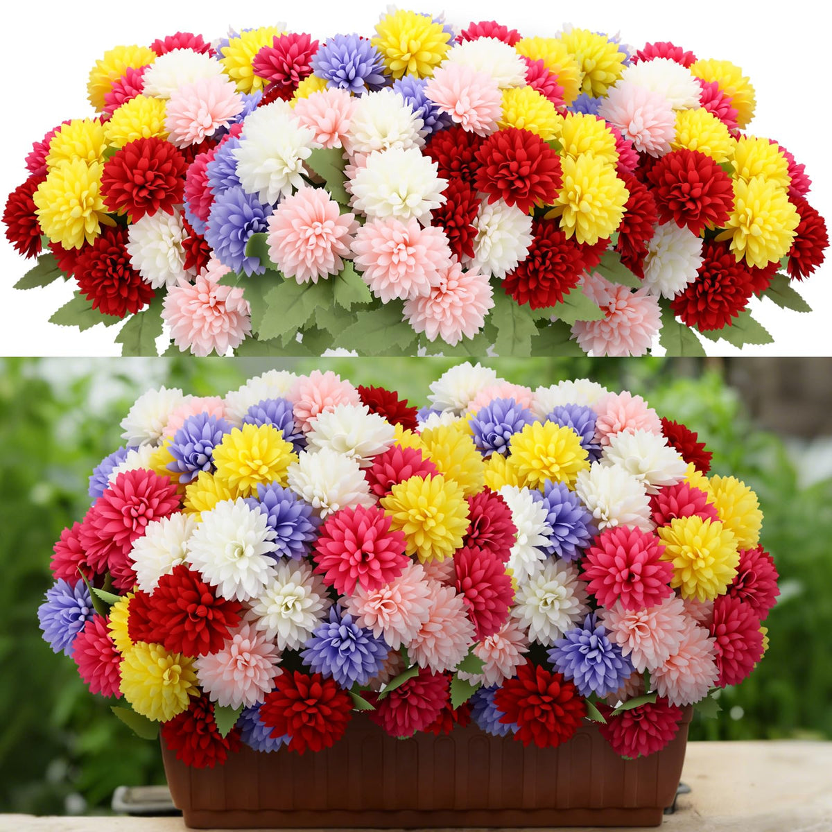 XunYee 12 Pcs Fall Artificial Flowers for Outdoor Faux Mums - XunYee Official Imagery - 8