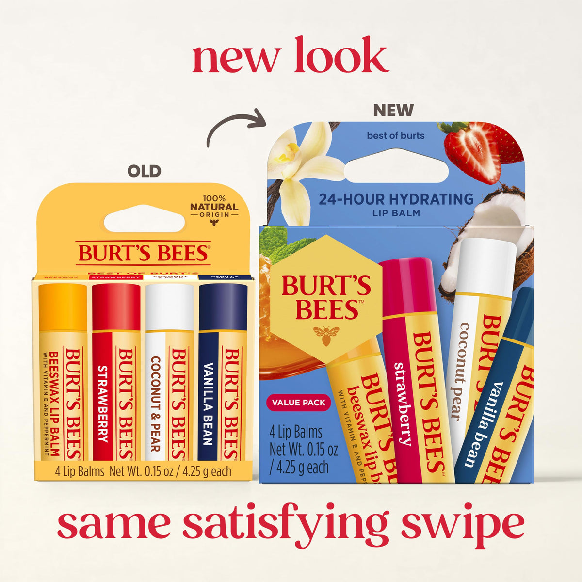 Burt's Bees Burt s Bees Lip Balm Classic Flavor Pack 0 15 oz 4 Tubes – close-up detail