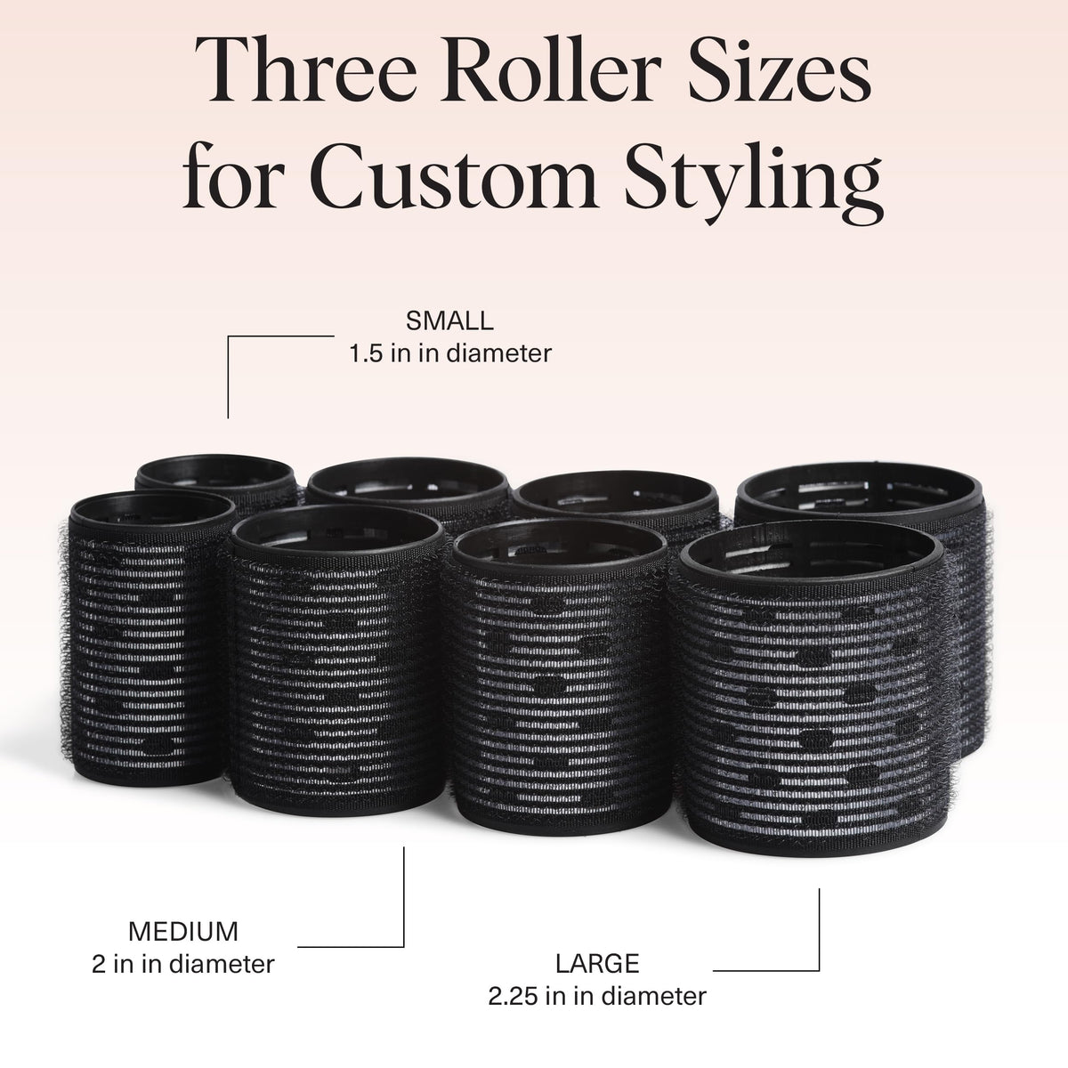 Kitsch Ceramic Hair Rollers for Women – back view and specifications