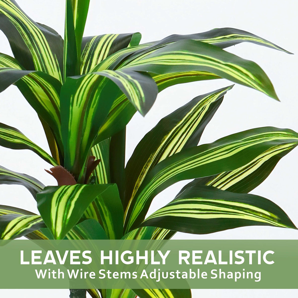 4FT Dracaena Artificial Plant with White Tall Planter - Baccraniate Official Imagery - 7