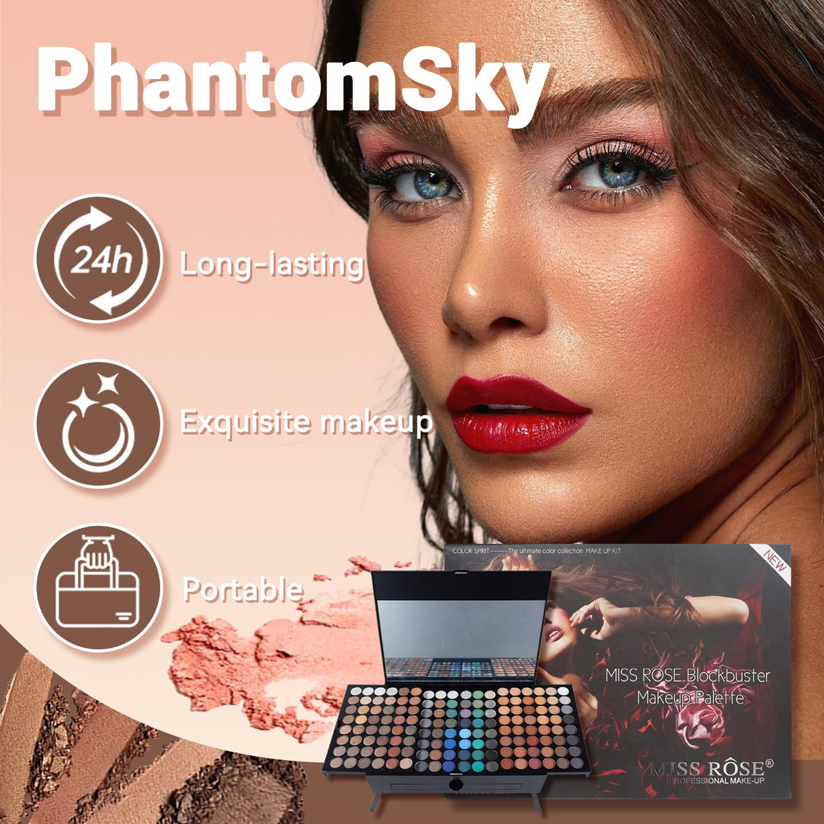 180 Colors Eyeshadow Palette Matte Shimmer Eye Shadow Makeup - JasCherry Official Imagery - 6