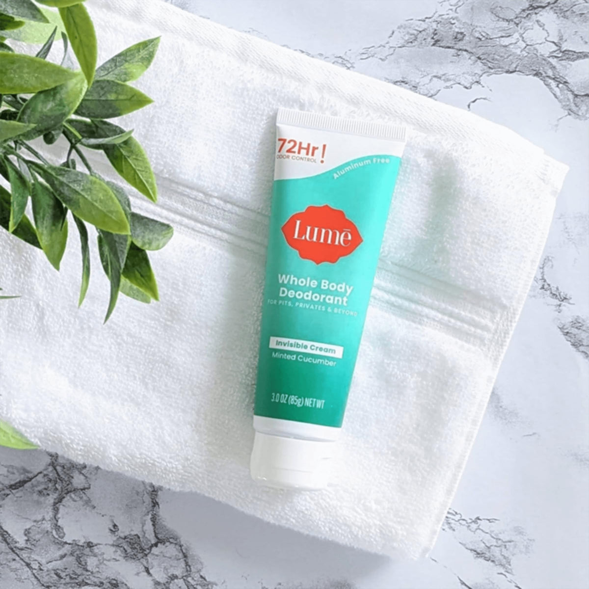 Lume Whole Body Deodorant – back view and specifications