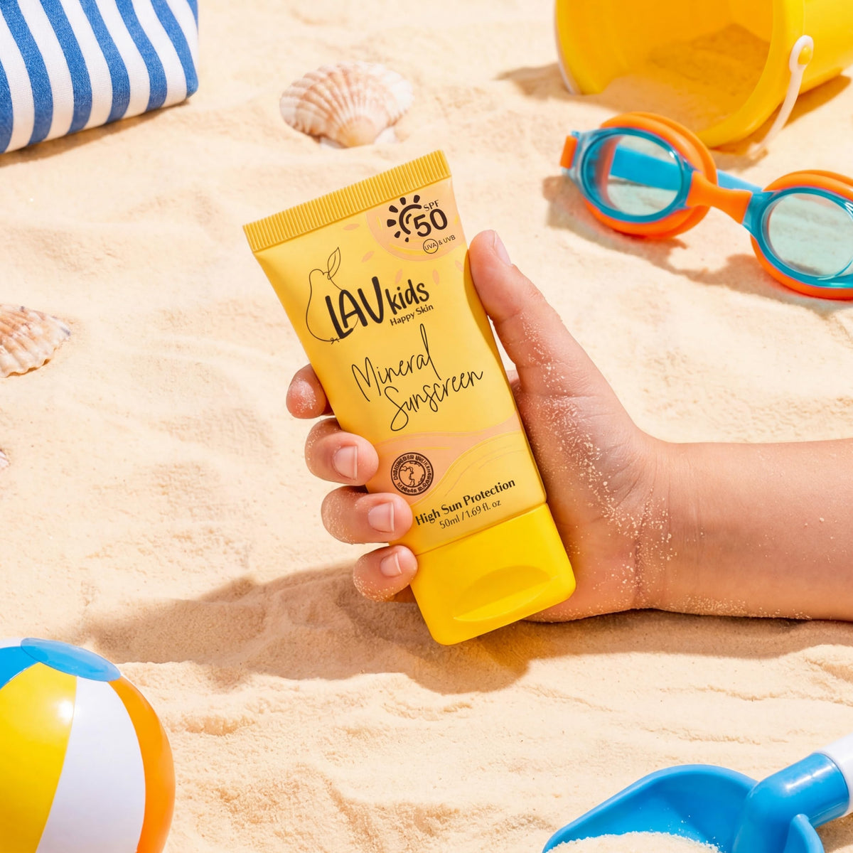 LAV kids Sun Ready Set SPF 50 Mineral Sunscreen Moisturising - LAV KIDS Official Imagery - 3