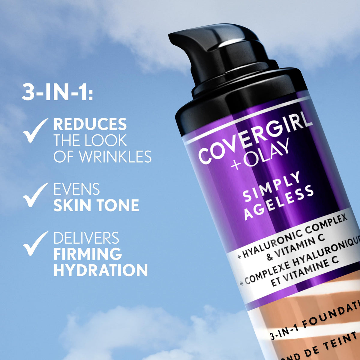 COVERGIRL Simply Ageless 3 in 1 Foundation – back view and specifications