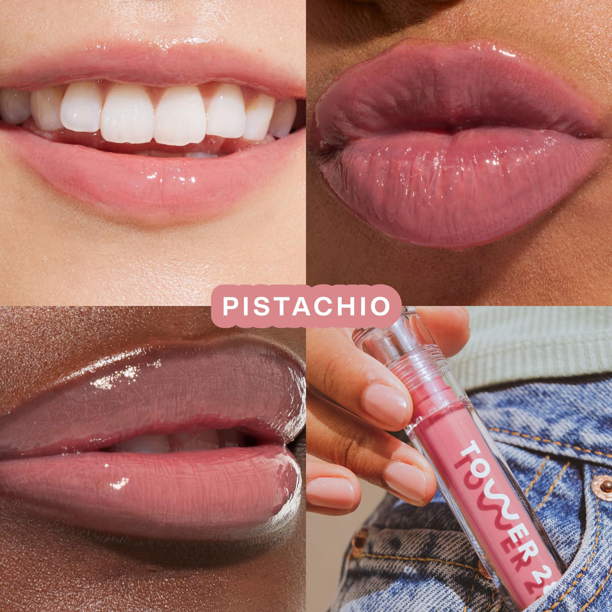 Tower 28 ShineOn Lip Gloss Jelly Pistachio – close-up detail