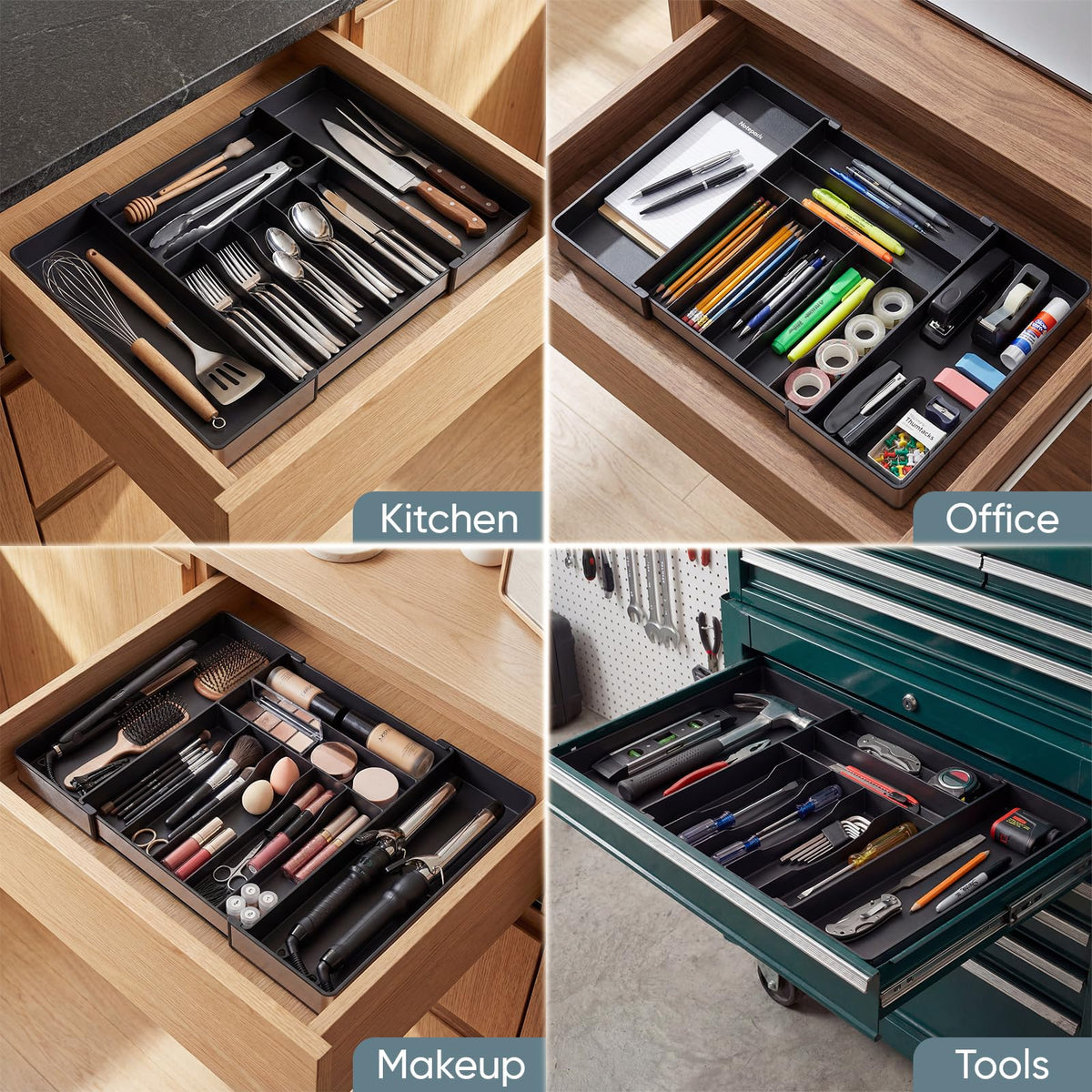 Silverware Drawer Organizer 9 Slots Expandable Kitchen - CCWOFF Official Imagery - 6